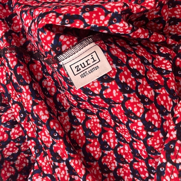 ZURI Batik Schooled Fish Print A-Line Dress Art To Wear Button Down Kenya XS - Picture 10 of 12